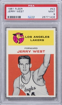 1961/62 Fleer #43 Jerry West Rookie Card – PSA MINT 9
